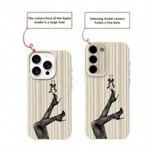 1pc Retro Western Cowboy Boot Striped Pattern TPU Soft Phone Case Compatible With  17 Pro Max/17/16 Pro Max/15/13/12/11, S20 FE/A15/S24/A55,  Note 11/12/13 Pro, Full Body Shockproof Protective Cover   17 Pro Max Case - 白色 7 - 查看 8