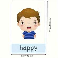 Una colección de 12 tarjetas de vocabulario en inglés emocional diseñadas para el entrenamiento interactivo de la memoria, con ilustraciones vibrantes. Perfecto para Navidad, Halloween y otras reuniones festivas - Multicolor - Ver 4