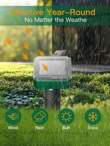 Summer  Solar-Powered Ultrasonic Mosquito Repellent, 1-Pack Outdoor Powered  Deterrent - Suitable For Lawns, Gardens, And Patios. Also Effective Against Moles, Snakes, Rodents, Gophers, And Other Pests. Spiked For Chasing Pests. - Green - View 5