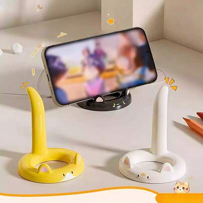 Kawaii Cat Tail Phone Stand | Lazy Bracket For Watching Videos On Desk Student Gift Set Back-To-School Prize & Student Gift Desk Calm Supplies Set For Office/Campus, Perfect Gift