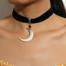 1 chiếc vòng cổ mặt trăng nhung kiểu retro phong cách Gothic Punk, thích hợp để đeo hàng ngày và trong các buổi tụ họp. - Màu Bạc Cổ - Xem 7