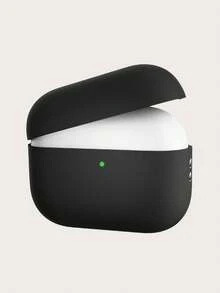 1 pieza Funda protectora de silicona de unicolor compatible con Apple 4/Pro 2 para auriculares Bluetooth - Negro - Ver 4