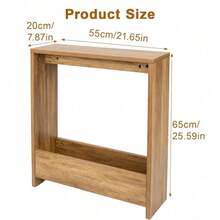Shoze Modern Side Table With Magazine Rack Narrow End Table Slim Storage Organizer For Living Room Bedroom Office 55x20x65cm - Dark Oak - View 2