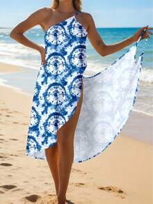 Camiseta sin mangas informal de verano para vacaciones, de longitud regular, de tejido de punto con estiramiento medio para la playa - Azul - Ver 1