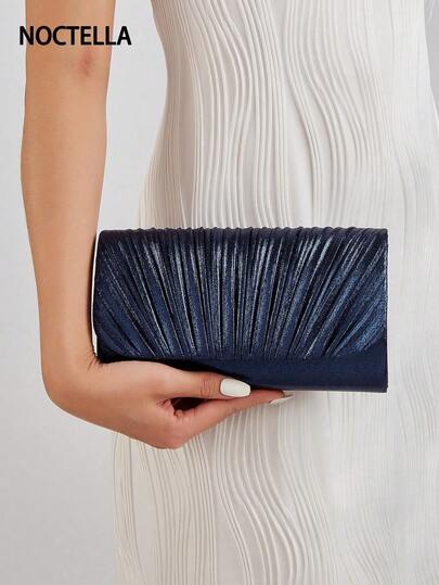Noctella Minimalist And Sleek Clutch With Radial Pleated Detail, Featuring Clean Lines, A Refined Metallic Finish, Streamlined Radial Pleats And Envelope Silhouette. Seamlessly Transitions From Office Meetings To Business Dinners, Balancing Professionalism With Subtle Luxury For Everyday Elegance. It Is The Best Gift For Women