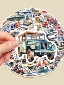 50pcs Travel Tools Stickers - Irregular Shapes Perfect For Planners, Phone Cases, Tablets, Guitar Manuals, Party Packaging, And Decorative Decals Suitable For Glass Surfaces - Easy To Peel And Stick Ideal For Party Favors, Rewards, And Holiday Gifts - Multicolor - View 4