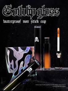 HANDAIYAN Gothic Style Matte Lip Gloss Set, Dark Series Natural Matte Long-Lasting Waterproof Lip Gloss Set, Matte Black, Suitable For Halloween, Christmas, Masquerade, Makeup Party, Smokey Makeup, Cosplay, 3.5ml*4pcs - Nhiều màu - Xem 8