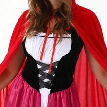 Conjunto de capa con capucha roja y vestido corto para mujeres adultas, para juegos de roles, actuaciones en el escenario y disfraces - De las mujeres - Ver 10