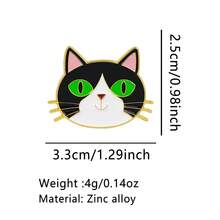 惊艳的黑猫珐琅胸针 可爱动物语录胸针翻领别针徽章 背包服装配饰 时尚珠宝礼品 - 金色 - 查看 16