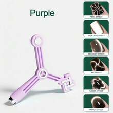 四合一星形猫眼美甲磁性笔，花式美甲笔，双线月亮蛇法式磁性笔，适用于凝胶指甲油，新手友好型美甲设计 - 彩色 - 查看 9