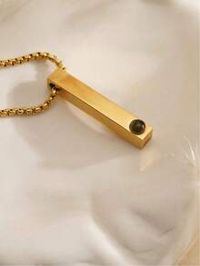 1pc Customized Couple Projection Necklace, Stainless Steel Long Projection Photo Necklace, Engraved Projection Necklace, Personalized Men's Square Pearl Chain Long Necklace, With Name Couple Gift, Customized Photo + Name Necklace - Multicolor - View 10