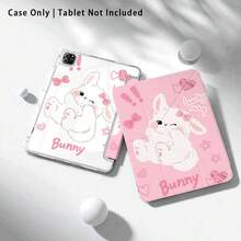 Painted Effect Acrylic Crystal Cover With Cute Rabbit Pattern, 3+Y Fold Anti-Bend, Compatible With Tablets Such As Honor, Matepad, Apple, Suitable For Back To School, Valentine's Day, Compatible With Samsung Galaxy Tab A9 Plus/A11/A11 PLUS And More - Multicolor - View 3