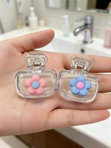 2pcs Colorful Floral Pattern Toothbrush Holder, Mini Resin Flower Design Toothbrush Clip, Portable Toothbrush Case, Suitable For Home, Dorm, Bathroom, Travel, Camping, Dorm Essential, Bathroom Toothbrush Rack, Holiday Essential, Toothbrush Cover, Bathroom Supplies, Home Decor, Camping Essential, Travel Essential, Easy To Carry - Multicolor - View 3