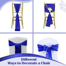 10pcs Satin Ribbon Chair Bows, Universal Chair Sash Bows For Wedding, Party, Reception, Event, Hotel - Royal Blue - View 2