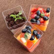 10/20/25/50/100 Clear Dessert Cups - Square Mousse Cups, Yogurt Cups, And Ice Cream Pudding Cups, Perfect For Christmas, Halloween, Weddings, Graduations, Birthday Parties, And Celebration Planning - The Perfect Party Cups. - Clear - View 2