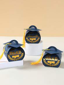 12pcs Graduation Cap Gift Boxes, Blue & Gold Congratulations Graduate Gift Packaging Boxes With Gold Tassels, Graduation Party Favor Boxes, Graduation Baking DIY Candy Boxes, 2026 Graduation Ceremony Decorations, Congratulations Graduation Party Decor, Graduation Season Desktop Decor, Graduation Gifts - Blue and Gold Graduation Cap - View 11