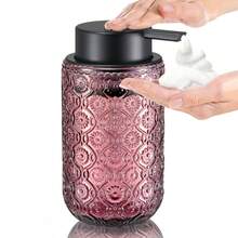 复古时尚绿色泡沫玻璃皂液器 - 黑色按压瓶，适用于浴室和厨房洗手液 - 均碼 - 查看 12