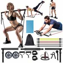 1 Set Multifunctional Pilates Bar, 3-In-1, Unisex Home Strength Training, Arm And Leg Shaping Resistance Bar, Fitness Set, Gym Club Sports Equipment - Multicolor - View 14