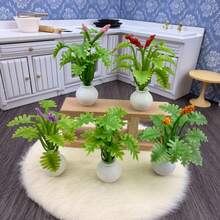 22 estilos de plantas en maceta decorativas en miniatura para casa de muñecas, plantas verdes realistas a escala 1:12 1:6 para casa de muñecas, suculentas, camas de flores, jarrones, accesorios decorativos para cocina, dormitorio, sala de estar, baño y jardín de la casa de muñecas - Multicolor - Ver 6