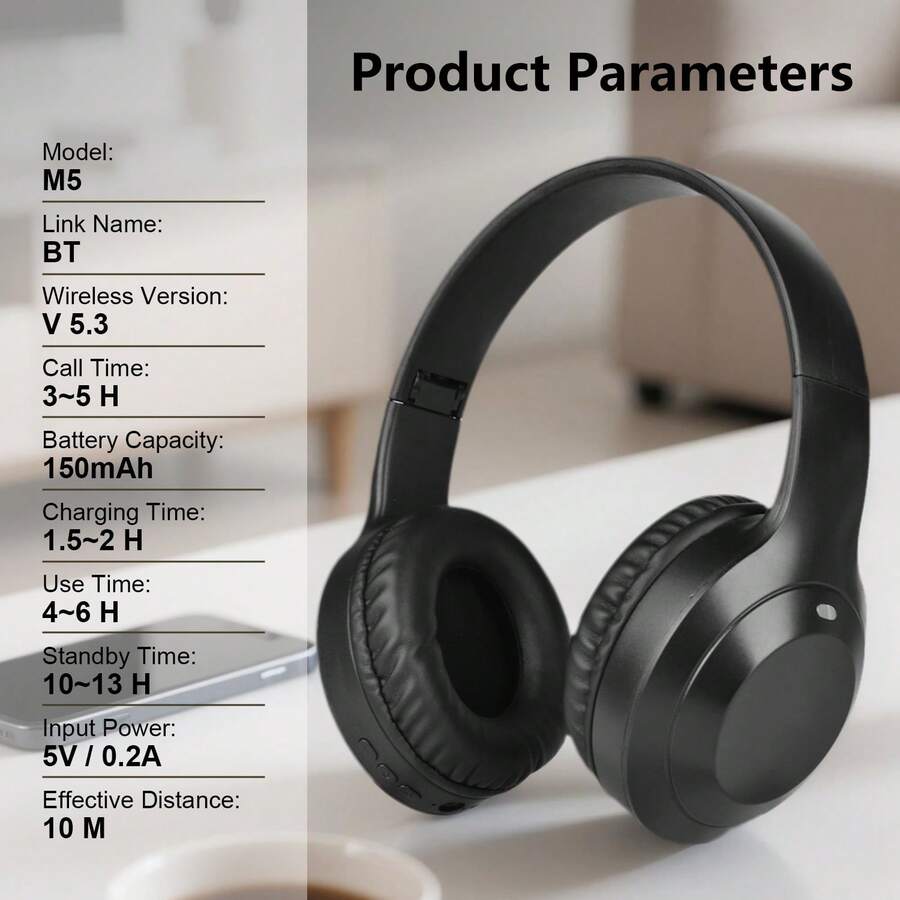 Retro M5 Foldable Stereo Wireless Headphones, Heavy Metal Music Headphones, Casual Wireless Headphones For Music, Gaming Wireless Headset, DJ Headphones