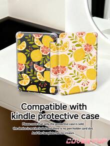 柠檬叶图案平板电脑保护套，兼容 Air 11 英寸 M3 2025 / M2 2024、Air 第五代 2022、(A16) 11 英寸第十一代 2025，兼容三星 Galaxy Tab、Kindle Paperwhite 第十二代 2024，透明背壳，时尚图案保护套，支持自动睡眠/唤醒功能，气囊保护，适合送礼和办公使用。 - 彩色 - 查看 8