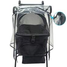 Pet Stroller Rain Cover, Windproof, Rainproof, Dustproof, Made Of EVA Material, Transparent Rain Cover, Double Zipper Design, Cat/Dog Outdoor Rain Gear, Front And Rear Access [Rain Cover Only, Stroller Not Included] - White - View 6