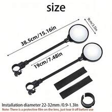 1 par de espejos retrovisores para bicicleta, espejos retrovisores para bicicleta eléctrica, espejos retrovisores universales de vástago largo para bicicleta de montaña, espejos retrovisores flexibles y ajustables - Multicolor - Ver 3