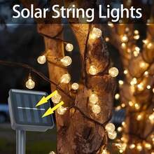 100 LED Solar Crystal Ball String Lights, 8 Lighting Modes, Warm Yellow Glow, Suitable For Halloween, Christmas, Garden, Yard And Party Decor. IP44 Waterproof, Solar Powered Outdoor Decorative Lights, Available In 20 Or 50 LED Options, Smart Lighting Strip, Great For Bar Tents, Camping, Garden Decoration - Bubble Balls - View 5