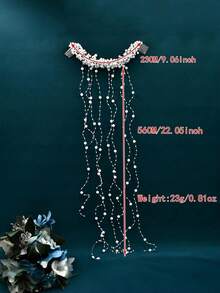 1 件装 - 手工珍珠新娘发饰 - 飘逸流苏梳配波浪发带，适合婚礼 - 仙女发饰 - 彩色 - 查看 5