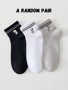 6/3/1 Pair SNOOPY Embroidered Women's Short Socks, Sports Socks, Sweat-Absorbent Casual Versatile Round Neck Socks - Multicolor - View 13