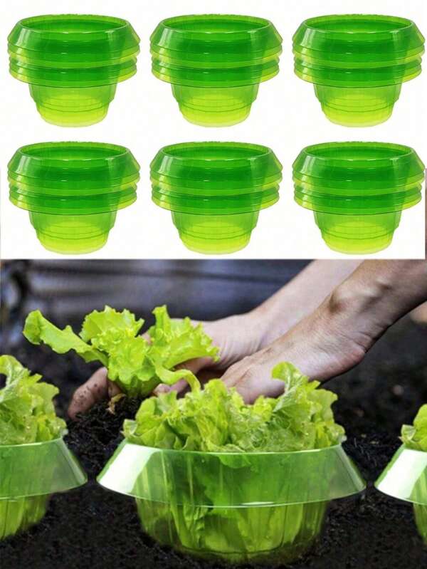 8/16 قطعة مجموعة أغطية حماية من القواقع والحلزونات الخضراء رباعية الأضلاع، أغطية بلاستيكية قابلة لإعادة الاستخدام لحماية النباتات والشتلات داخل الحدائق من القواقع والحلزونات