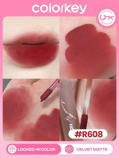 COLORKEY Mini Brillant à Lèvres Velours, Rouge à Lèvres Mat Crémeux, Haute Pigmentation, Non Collant, Formule Longue Tenue, Cosmétiques de Marque, Convient aux Femmes et aux Filles, Parfait pour le Printemps/Été, Mode Y2K, Idéal pour l'Anniversaire, la Fête des Mères, les Fêtes, Meilleure Couleur