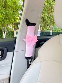 Bowknot Car Seatbelt Shoulder Pads, Neck Cover, Breathable Fabric Suitable Summer, Car Interior Accessories - One Size-pink 1pc - View 14