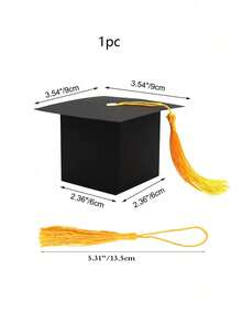 50/10个/1个带金色流苏的毕业帽礼盒 - 黑色纸质学士学位帽盒，适用于毕业庆祝祝贺装饰、毕业派对礼物装饰 - 金色 - 查看 8