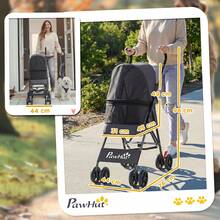 PawHut Foldable Dog Stroller With Mesh Windows For Mini Dogs - Gris Oscuro - Ver 5