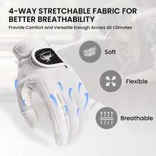 FINGER TEN 1 Pair Women's Equestrian Gloves, Suitable For Left And Right Hands, Stretchable Breathable Anti-Slip Lightweight Design For Horseback Riding, Available In White Color In Sizes S/M/L - White - View 4