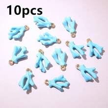 10 piezas de 16x10x5mm Colgantes de coral esmaltado 3D de aleación metálica para hacer joyas DIY, accesorios para pulseras, aretes, collares - coral - Ver 13