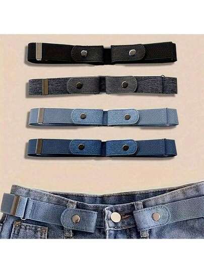 Un cinturón elástico de cintura ajustable sin hebilla, adecuado para combinar con vaqueros, unisex, cinturón elástico invisible.