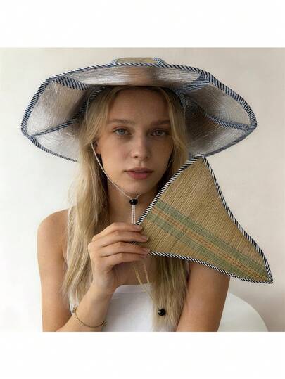 Outdoor Sun Hat, Foldable Straw Hat, Essential For Sun Protection, Fishing, Camping, And Travel.