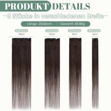 Extensiones de Cabello Humano con Clip Rich Choices, 8 Piezas, 20cmExtensiones de Cabello Humano con Clip, Invisibles, Color Rubio 12/613, Remy, Sedoso, Liso, Natural - Tramas Delgadas - #2 Marrón oscuro - Ver 5