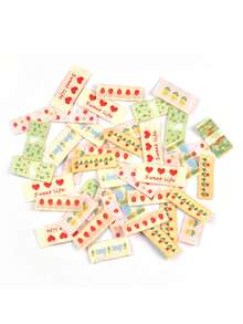 20pcs 2-5cm Assorted Color Small Flower/Heart Pattern Mixed Fabric Labels, Edging Trim, Sewing DIY Accessories For Bags, Scarves, No Adhesive Back - Multicolor Mixing - View 4