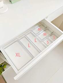 Transparent Desktop Drawer Organizer With Built-In Dividers, Suitable For Organizing Stationery And Daily Necessities In Student Dormitories; Transparent Stackable Organizer, Suitable For Cosmetics, Office Supplies; Summer Gift Organizer. - Clear - View 12
