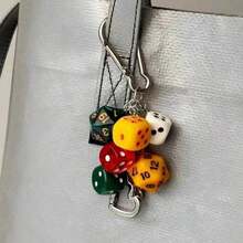 1pc Unisex Handmade Fate Dice Keychain Personalized Subculture Y2K Accessory Contrast Color Bag Hanging Decor Keychain Accessories Small Gifts Y2K Thanksgiving - Multicolor - View 3