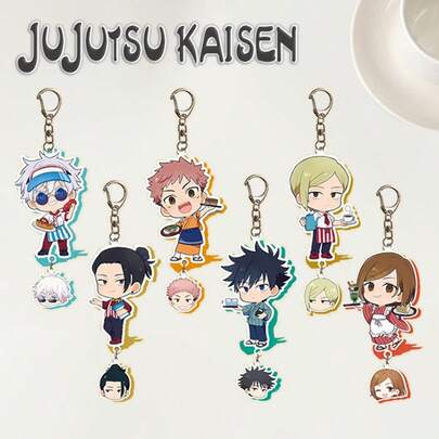 Jujutsu Kaisen 1 chiếc móc khóa acrylic hình nhân vật hoạt hình dễ thương Megumi, Gojo, Yuji, Nanami, Nobara, Geto, thích hợp để trang trí balo cho bé trai và bé gái, làm quà tặng, phụ kiện móc khóa và túi xách.