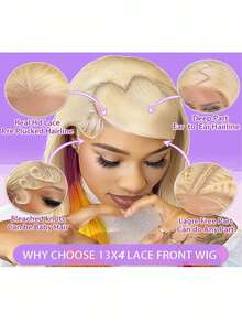 613 Lace Front Wig Human Blended Hair 13X4 Blonde Straight HD Transparent Lace Frontal Wigs Human Bllended Hair Pre Plucked With Baby Hair 200% Density Blonde Glueless Wigs Human Blended Hair - S613 - View 7