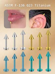 CIZME Cincin Bibir Lancip Paduan Titanium 16G dengan Ulir Internal, Labret, Medusa, Monroe, Cincin Bibir Ular, Perhiasan Tindik Tulang Rawan 18G, Helix, Tragus, Conch, Rook, Cocok untuk Wanita dan Pria, Ukuran: 6mm, 8mm, 10mm, 12mm - Gaya runcing - View 4