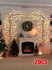 [1/2 Piece]96LED/Bendable Willow Vine Lights | Indoor Atmosphere Decorative LED Branch Lights, 8 Modes, USB Powered, Wall, Living Room, Perfect For Christmas, Halloween, Thanksgiving, Easter - 彩色 - 查看 12
