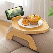 Storage Tray Table Sofa Armrest Clip-On Trays Natural Bamboo Sofa Tray Practical TV Snack Trays For Remote Control Drink Snacks - View 3