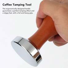 58mm Stainless Steel Coffee Tamper With Wooden Handle - Flat Bottom Coffee Tamping Tool For Perfect Espresso Extraction ,Coffee Service Coffee Accessories - 紅木色 - 查看 8