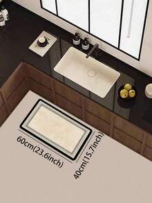 1pc Shallow Beige Silicone Drain Mat, Featuring Minimalist Border Design, Delicate Solid Texture In Center, Surrounded By Black Trim And Intricate Geometric Patterns, Elegant And Vintage-Inspired, Cushioned Anti-Fatigue Kitchen Rug, Luxurious And Fashionable Surface Fabric - Multicolor - View 17